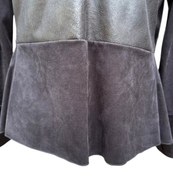 ME Made in France Mix Fabric Faux Suede/Leather Open Front Cardigan T3/US L NWOT - Picture 12 of 14